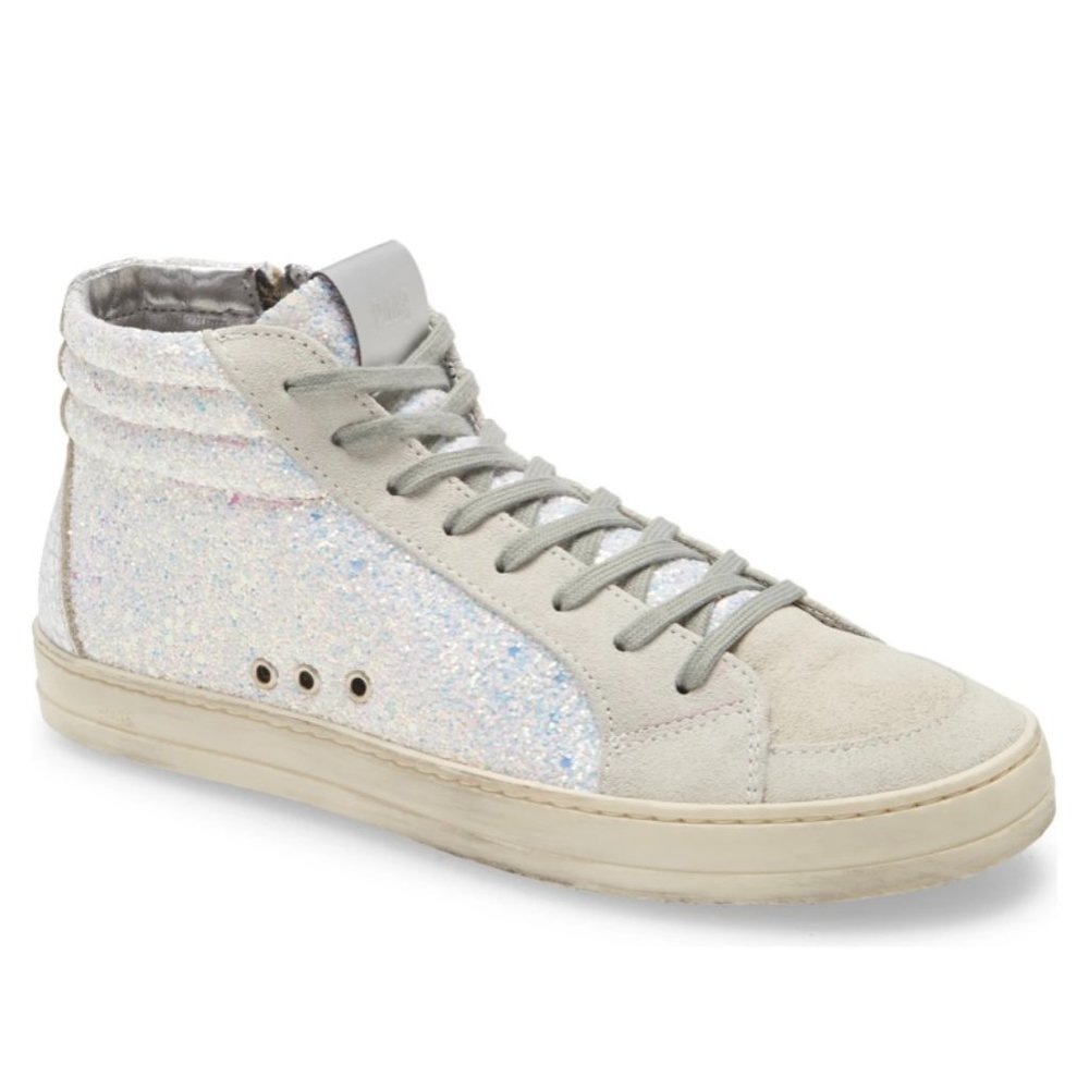 Brand New P448 White Glitter High-Top Sneaker